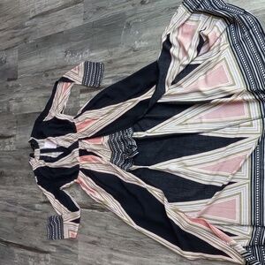 Banjul Playsuit Maxi  Women's V Choker Long Sleeve Geometric Print Sz M